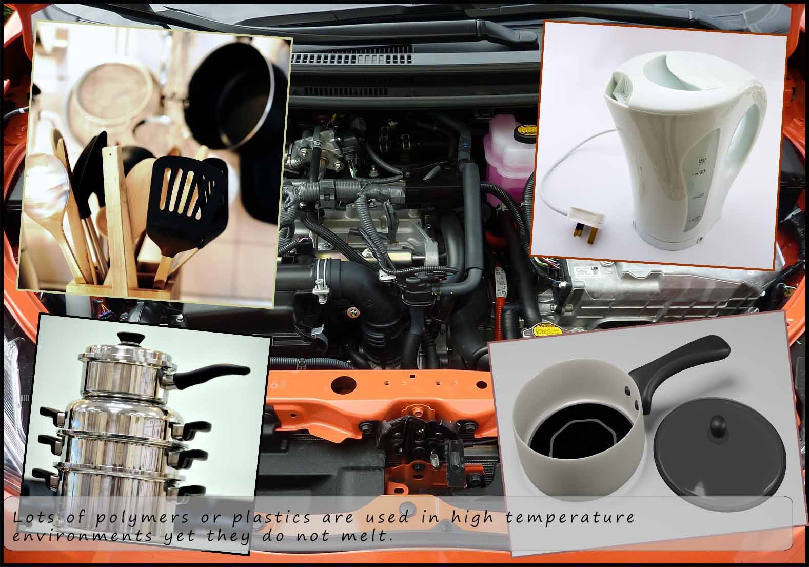 Montage showing the uses of thermosetting polymers.